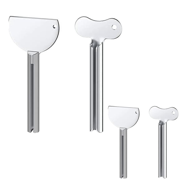4 PCS Toothpaste Squeezer, Stainless Metal Toothpaste Tube Squeezers Roll-up Key Tooth Paster Squeezer for Bathroom Hair Dye Cosmetic Plastic Tubes Squeezer, Silver