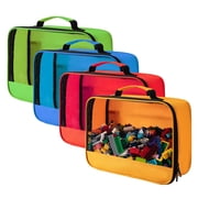 4 PCS Toy Storage Bags, Classic Bricks Building Set Storage Bag, Travel Case for Building Toys, Puzzles