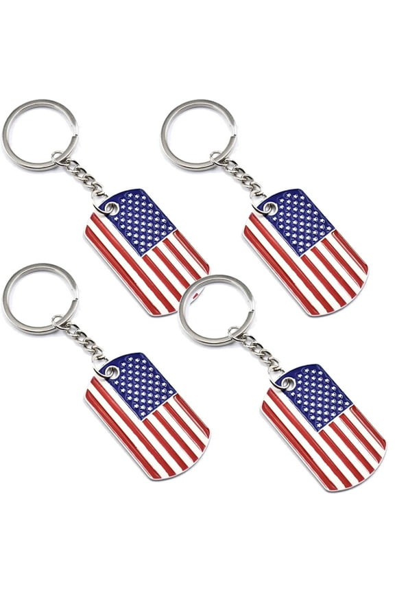 4 PCS USA Keychains US American Flag Keychain Patriotic Keyring USA Keyring
