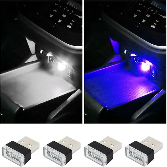 4 PCS USB LED Car Interior Atmosphere Lamp, Plug-in USB Decor Night ...