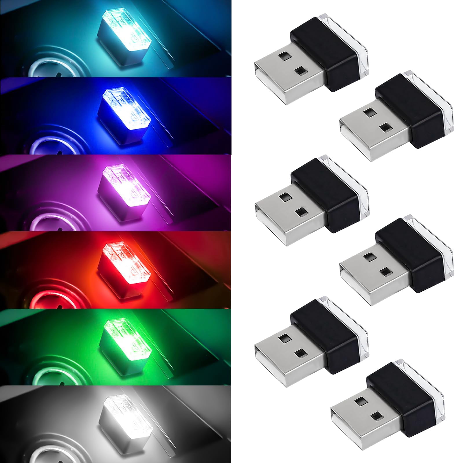 USB Ambient Lamp, Type-C LED Ambient Light 8 Colors RGB Dynamic Gradient Brightness Adjustable Interior Atmosphere Lamp~p104854022 - View #2