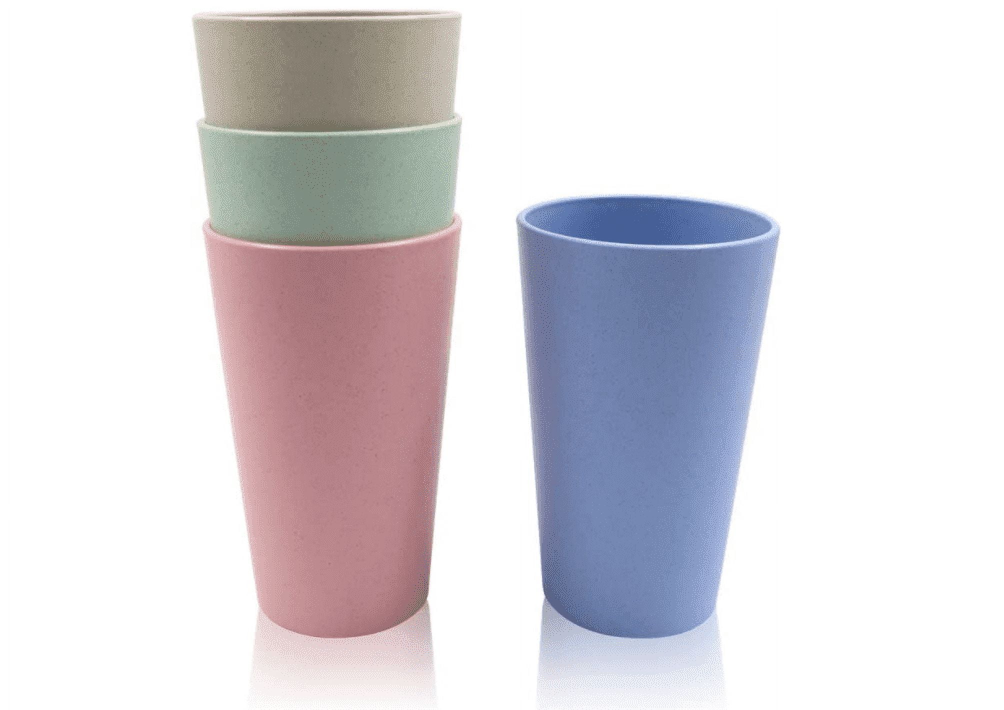 Wheat Straw Cup 4 Pcs Unbreakable And Reusable Drinking Cups 17 Oz Eco Friendly Healthy Tumbler Set For Milk Juice And Water Dishwasher Safe