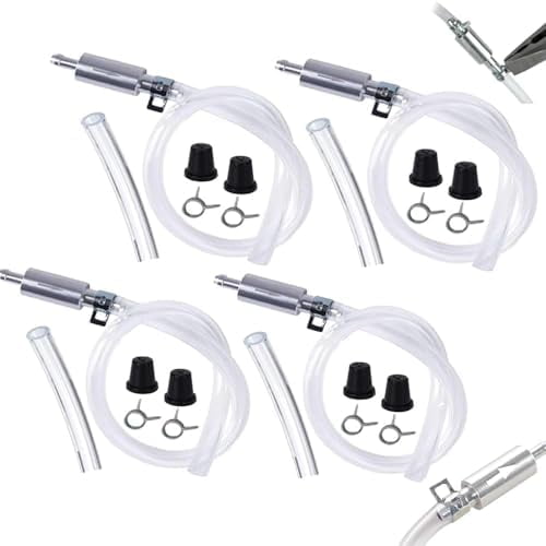 4 PCS Universal Brake Fluid Deflerator, Brake Bleed Hose, Brake System Bleeding Tools, Auto Motorcycle Clutch One-Way Check Valve Tube Deflation Tool Kit Hose with Metal Clamp (4 PCS)
