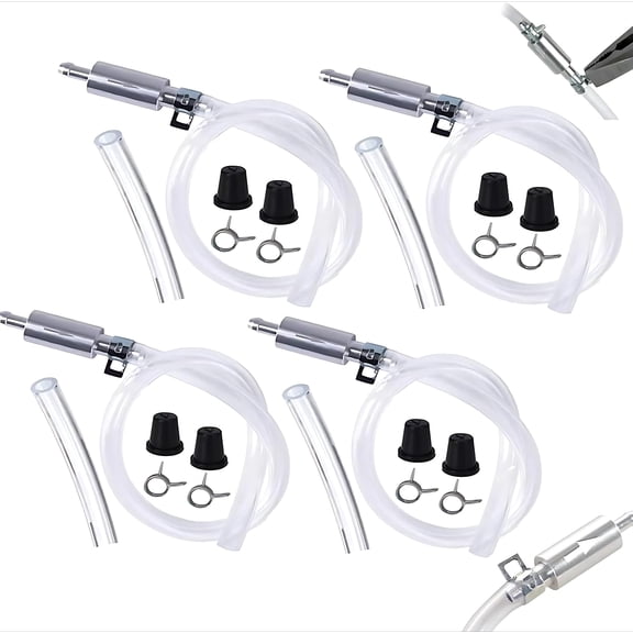 4 PCS Universal Brake Fluid Deflerator, Brake Bleed Hose, Brake System Bleeding Tools, Auto Motorcycle Clutch One-Way Check Valve Tube Deflation Tool Kit Hose with Metal Clamp (4 PCS)