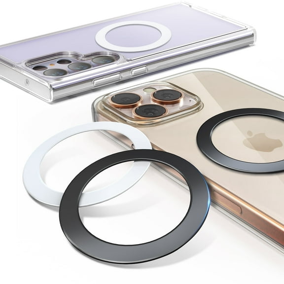 4Pcs Metal Ring for Magsafe Sticker: Ultra-Thin(0.3mm) Mag Safe Adapter for Magnetic Pop Socket Phone Grip Wallet Car Mount, Universal 3M Adhesive Mag-Safe Ring Kit(No Magnet) for iPhone Samsung Case