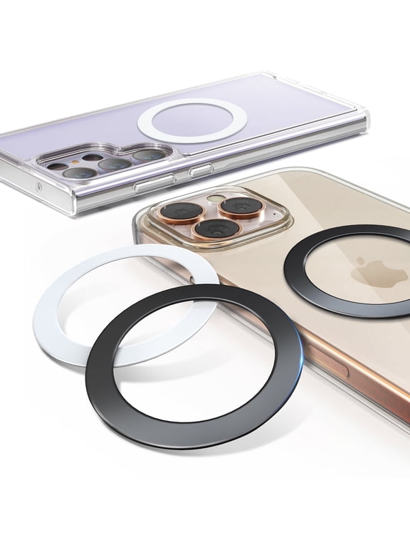 4Pcs Metal Ring for Magsafe Sticker: Ultra-Thin(0.3mm) Mag Safe Adapter for Magnetic Pop Socket Phone Grip Wallet Car Mount, Universal 3M Adhesive Mag-Safe Ring Kit(No Magnet) for iPhone Samsung Case