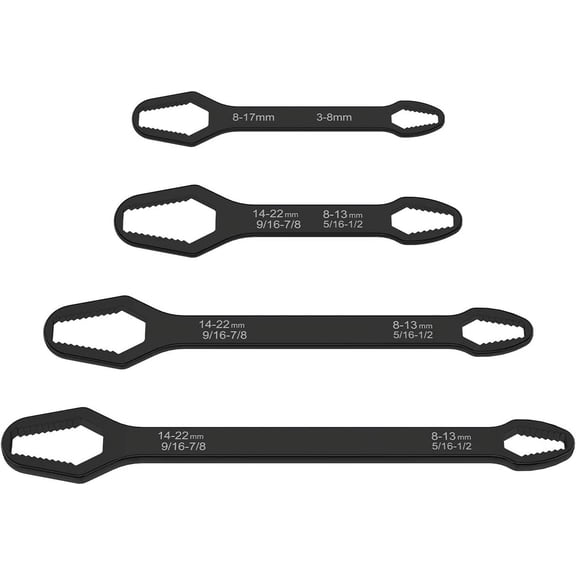 4 PCS Universal Wrench Double-Head Self-Tightening Wrench, 3mm-22mm Adjustable Glasses Wrench, Multi-purpose Multi-function Wrench for Outdoor Riding Home Car Repair Tools