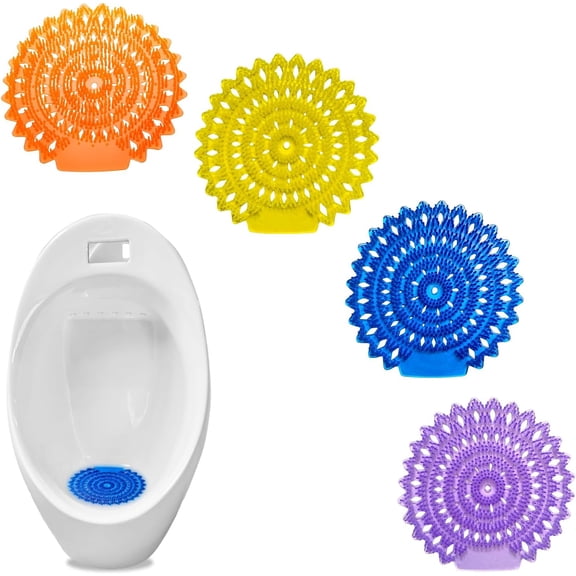 4 PCS Urinal Screen Deodorizer, Prefdo Urinal Cakes Anti-Splash Odor Protection for Men Bathroom Restroom Toilet, Lemon, Ocean, Orange & Lavender Scents