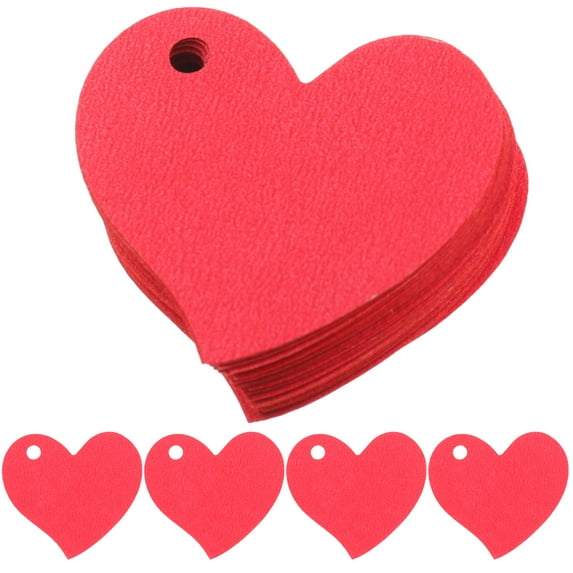 4 PCS Valentine's Day Heart Tags Gift Labels Romantic Decor Stickers Wrapping Paper Red