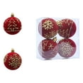 thumbnail image 1 of 4 PCS Velvet Christmas Ball Ornaments 2.36 Inch, Flocked Xmas Tree Decorations with Glitter Sequins, Hanging Baubles for Holiday Party Wedding Home Decor in Red, 1 of 6