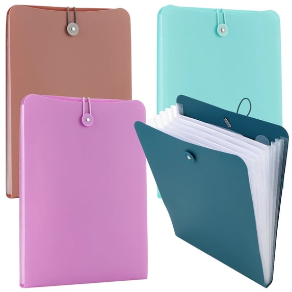 4 PCS Vertical Expanding Accordion Folders, 7 Pockets Plastic File Organizer with Elastic Closure, A4 Letter Size Expanding File Folder Bag for Paper, Documents, Bills, Receipts