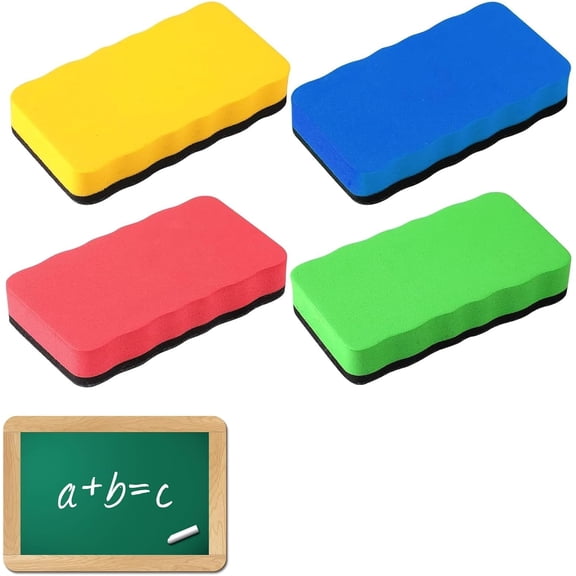 4 PCS Whiteboard Eraser, Whiteboard Rubber Eraser Magnetic, White Board Eraser Magnetic With Thick Felt Pad, Blackboard Eraser For Home, Office And Classrooms, White Board Erasers Magnetic 4 Colors