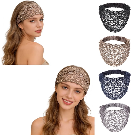 4 PCS Wide Headbands for Women-Women Headbands Wide Hair Wrap Turban Head Bands for Lady Large Sport Workout Stretch Non-slip Hair Bands