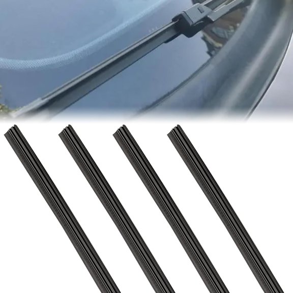 4 PCS Windshield Wiper Rubber Strips, DIY Car Frameless Window Boneless Replacement,Auto Adjustable Insert Rubber Wiper Blade Refills, Universal Accessories for Most Vehicles