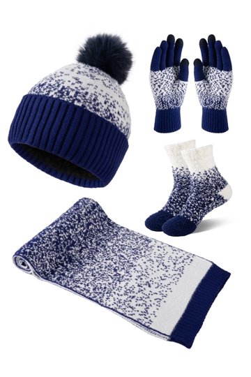 8 Pack Winter Hat and Gloves Set for Cold Weather Warm Knit Unisex Accessories 8 Pack Winter Hat and Gloves Set for One Size Black, Heather  main image 4