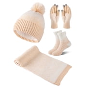 Women\'s Blanket Beanie Hat Scarf Gloves Socks 5 in 1 Set 5 in 1 Women Winter Blanket Beanie Hat Scarf Gloves Socks  main image 3