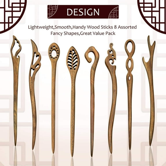 4 PCS Wooden Hair Sticks Japanese Hair Chopstick for Women Bun Maker, Chinese Chopstick Hair Pins for Women Long Hair