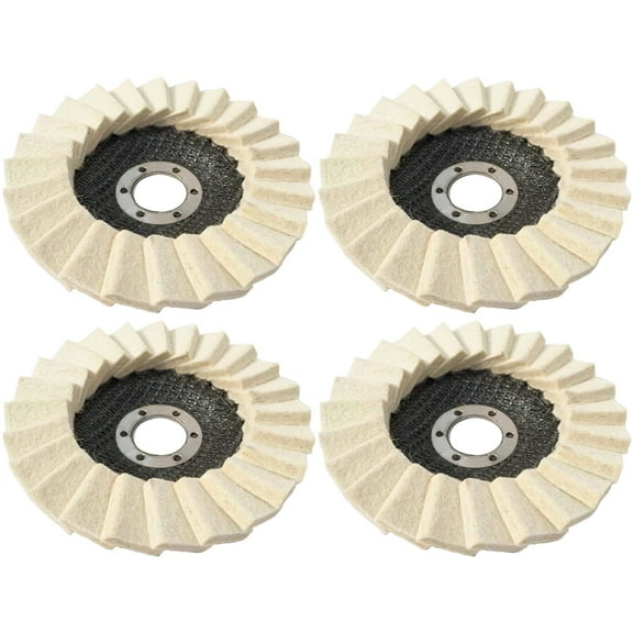 4 PCS Wool Felt Flap Polishing Discs, Polishing Wheel for Angle Grinder, Buffing Pad for Metal Wood Surfaces, Easy Installation