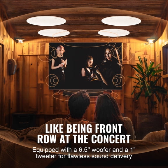4 PCs 6.5 Inch Bluetooth Ceiling Speakers 150W Flush Mount In Wall Speaker System 8 Ohm Impedance 89dB Sensitivity for Home Kitchen Living Room Bedroom or Covered Outdoor Porches