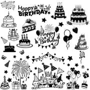 4 PCs Birthday Sticker Birthday Wino Stickers Wall Room Home Display Decor Candle Cakes Balloon Decoration Waterproof for Party Decoration Indoor & Outdoor Home Decor 11.4x7.9 Inch