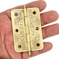thumbnail image 1 of 4 PCs Embossed Brass Hinges - Decorative Flap Hinges with Flower Patterns for Wooden Chest Trunck Cabinet Cupboard, Plate Length 2.6" (65 mm), 1 of 7