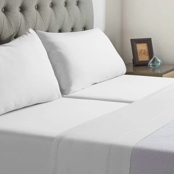 4 PCs Half Split King Sheet Sets for Adjustable beds deep Pocket, 34" Split Top King Microfiber Sheets (White)