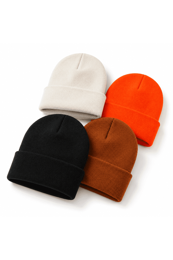 Unisex Knit Beanie, Stylish Winter Hat for Men and Women, 4 Pcs, 4 Color