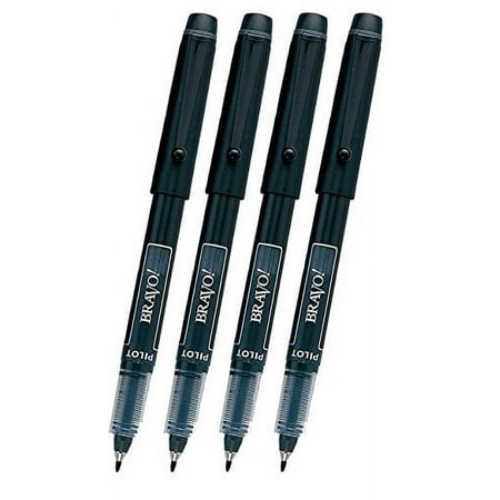 4 PENS Pilot Bravo Liquid Ink Marker Pen, Bold Point, Black (PIL11034)