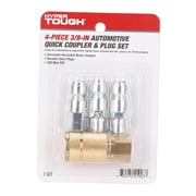 Hyper Tough 4-Piece 3/8-In Quick Coupler & Plug Set, Automotive Type, 3/8 Inch NPT Male & Female Threads Size, Brass & Steel material,