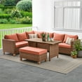 thumbnail image 1 of Better Homes & Gardens Brookbury 4-Piece Outdoor Wicker Patio Sectional Dining Set, Terracotta Cushions, 1 of 10