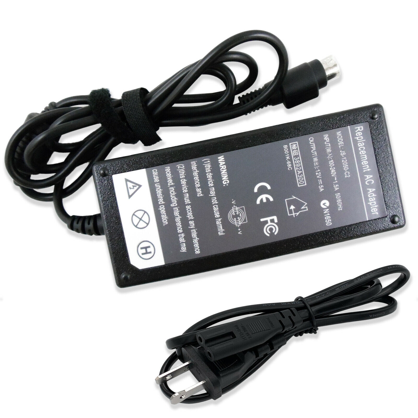 12V 5A 60W Power Adapter - 4-Pin Connector For Sanyo CLT2054 LCD TV/Monitor