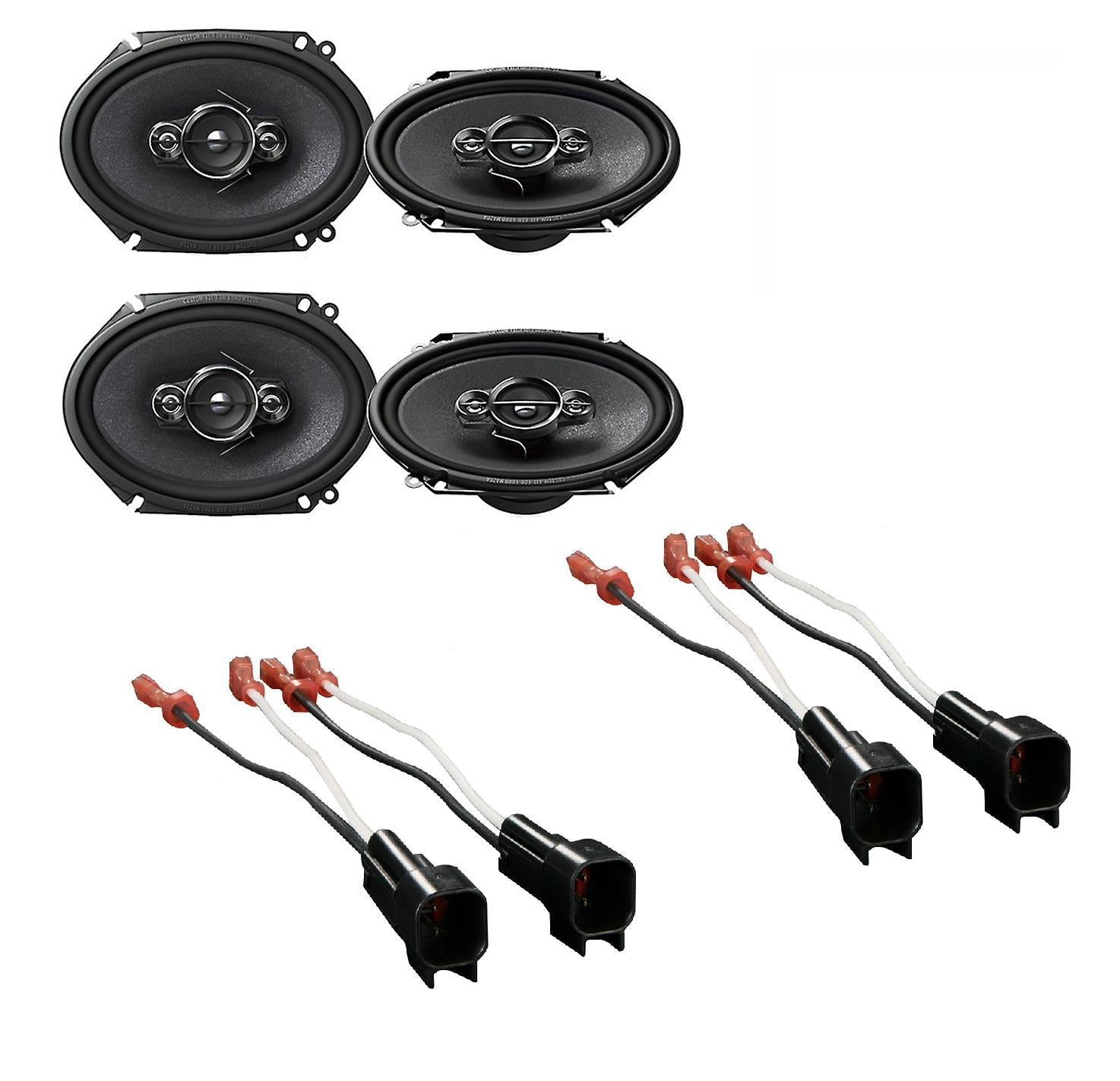 4 PIONEER 6 x 8" 4WAY SPEAKERS + WIRE HARNESS Speaker Connectors for Select Ford GM Chevy