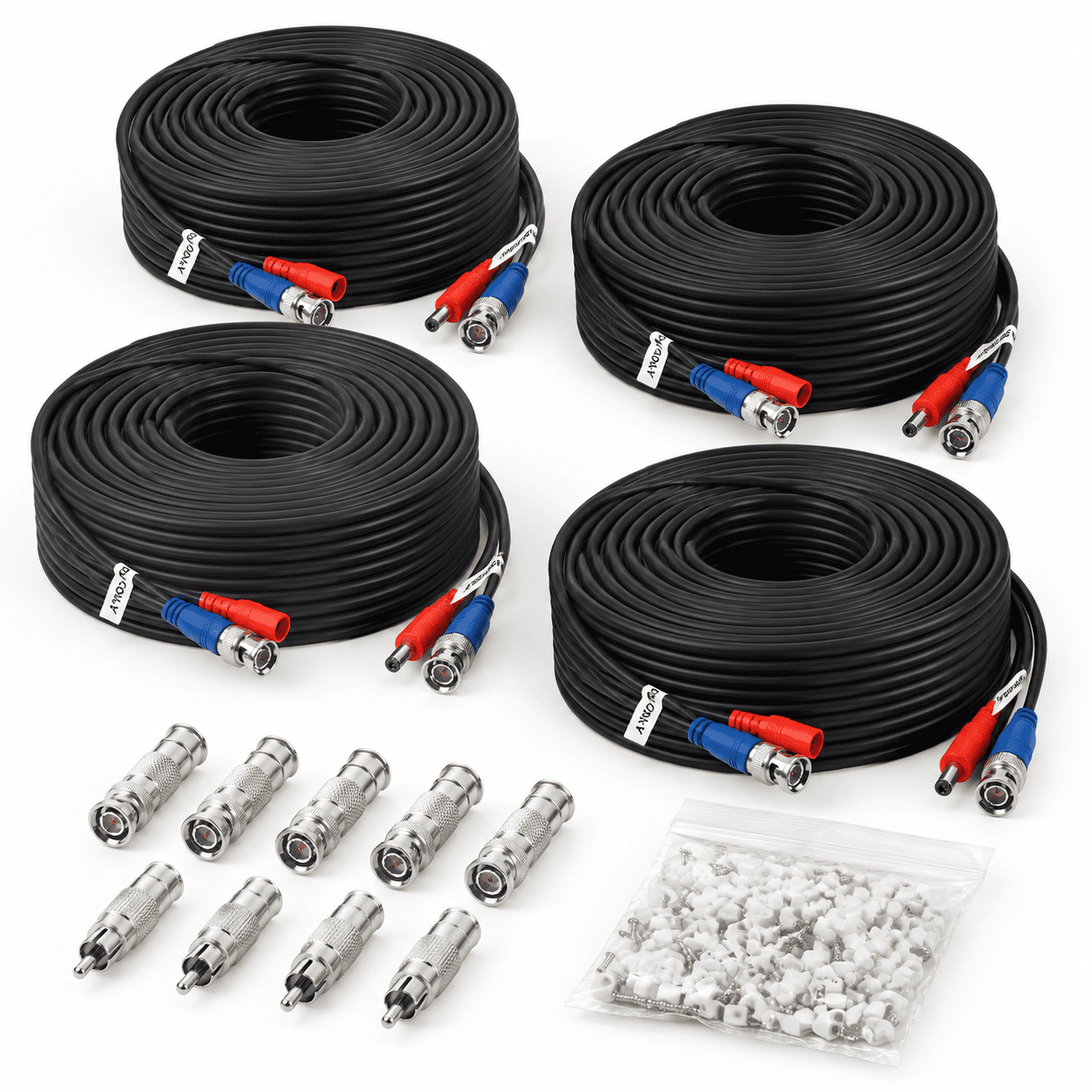 4 PK 200 FT BNC Video Power Security Camera Cable for CCTV DVR Systems ...