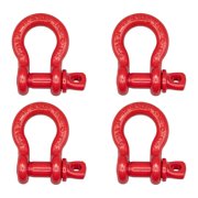 4 PK Crosby S-209 7/8" Anchor Shackle Carbon Steel w/Alloy Screw Pin 14,300 lbs WLL, Red Painted Heavy Duty D Ring Shackle for Towing, Rigging & Vehicle Recovery, 1018525