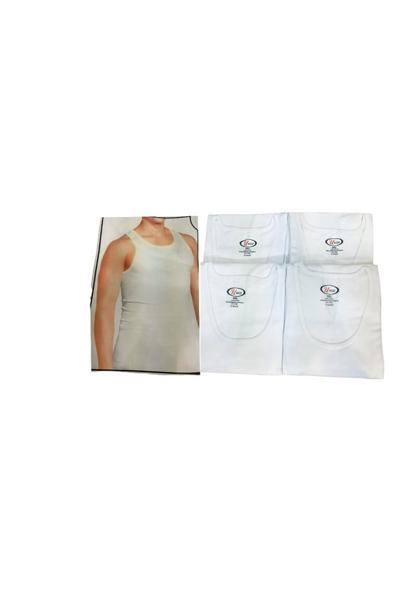 4 PK Mens WHITE Tank Top  A-Shirt Ribbed Undershirt PACK  5XL(62-64) WITH FREE SHIPPING