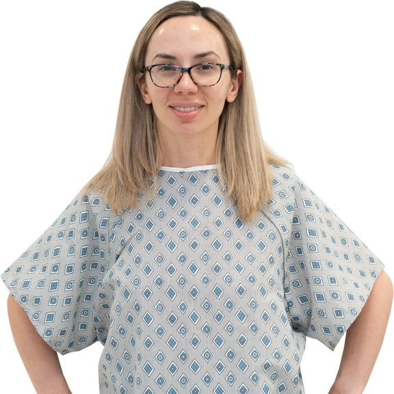 4 PK - Unisex Value Hospital Gown, Back Tie, 44" Long & 52" Wide, Patient Gowns Comfortably Fits Sizes up to XL