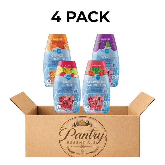 PurAqua Liquid Water Enhancer Grape, Fruit Punch,Strawberry Watermelon, Orange Tangerine , 1.62 fl oz - 4 Pack Variety