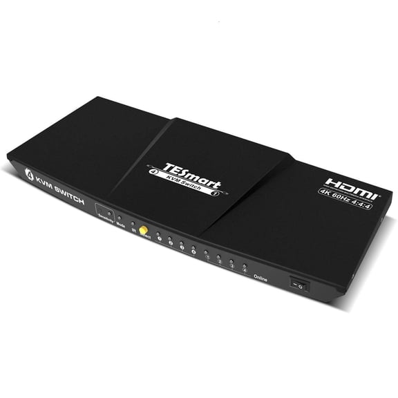 TESmart 4 PORT KVM HDMI 2.0 VIDEO SWITCH - 4K 60HZ – QHD 144HZ - AUDIO OUTPUT & USB SHARING – 4X1