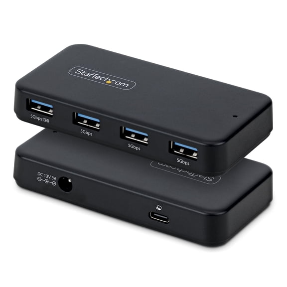 StarTech 4-Port USB-A Hub, 5Gbps, Self-Powered, 2-in-1 USB-C and USB-A Host Cable, 1x BC 1.2 Charging Port, 24W Power Adapter Included (st4300usb3v2-na)