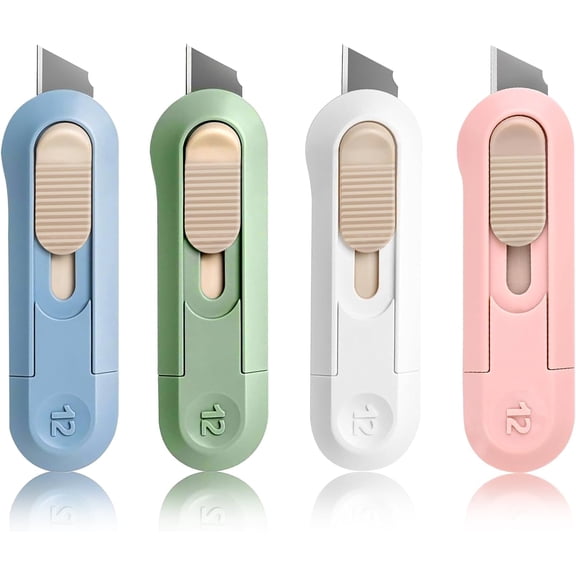 4 PSC Box Cutter,Retractable Box Opener, Package Opener, Easy Slide Retractable Cute Utility Knife For Opening Daily Express Boxes, Envelopes, Packages, Paper tapes and more (4 PSC Box Cutter)