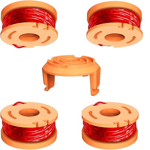 4 Pack 0.065'' 10FT Replacement Trimmer Spool Line with 1 Cap Compatible with WORX WA0010/WA6531