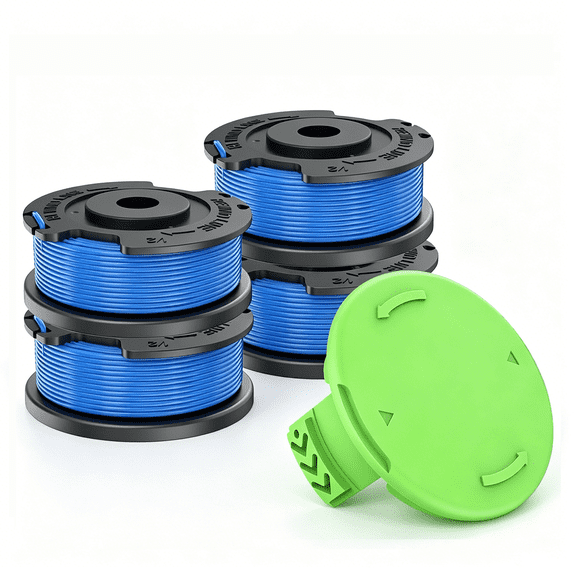 4 Pack 0.065'' 16FT String Trimmer Replacement Spool Compatible with Greenworks 29252&25092 (4 Spools 1 Cap)