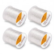 4 Pack 0.7mm Clear Elastic Beading Cord, 100M/Roll Transparent Stretch String for DIY Jewelry & Bracelet Making Supplies