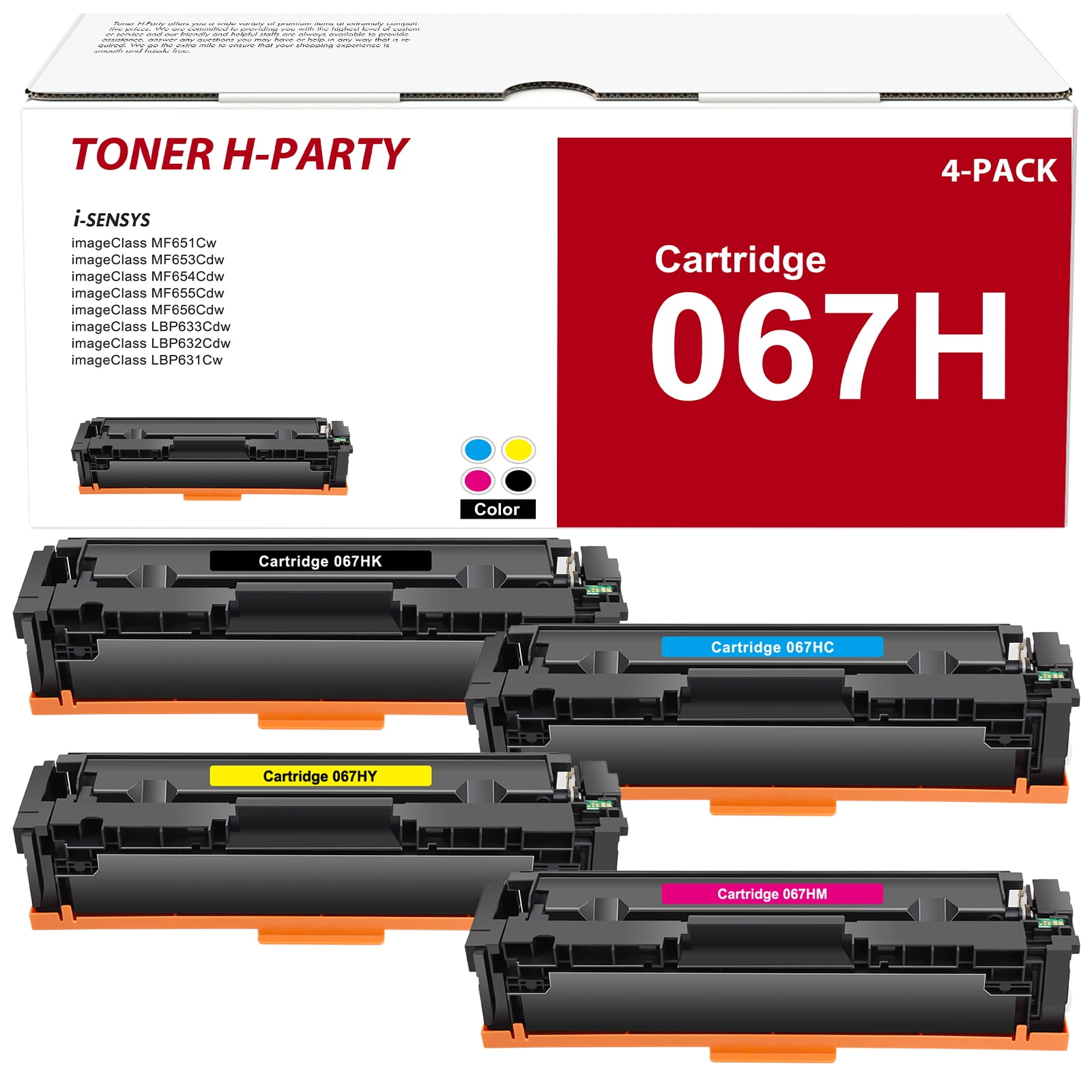 4-Pack 067H Toner Cartridge Compatible for Canon 067H 067 CRG-067H ...