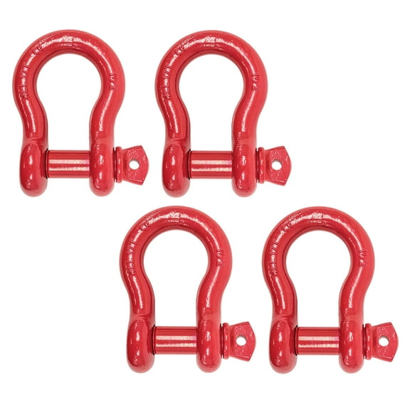 (4 Pack 1-1/2" Anchor Shackle Forged Carbon Steel w/Alloy Screw Pin WLL 17 Tons (34,000 lbs) | Double Rust Protection Heavy Duty D Ring Shackle for Towing, Rigging & Vehicle Recovery