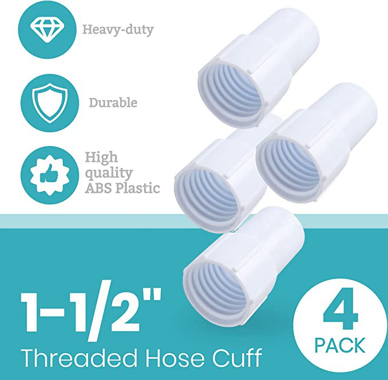 (4Pack) 11/2" Threaded Pool Vacuum Hose Cuffs Replacement 1.5" Pool