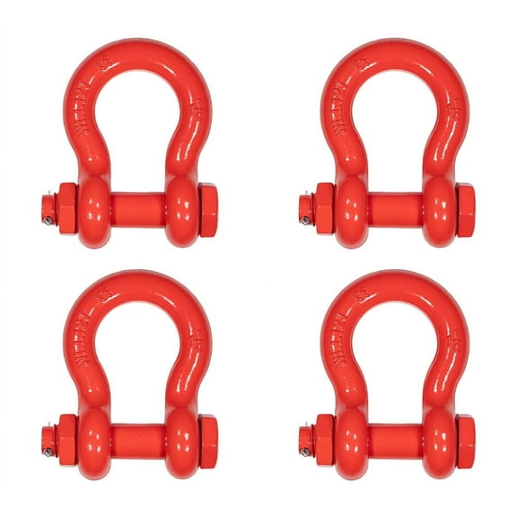 4 Pack 1-1/4" Anchor Shackle Forged Carbon Steel w/ Safety Screw Pin Load Limit 24,000 lbs, Double Rust Protection Heavy Duty D Ring Bolt Type Shackle for Towing, Rigging