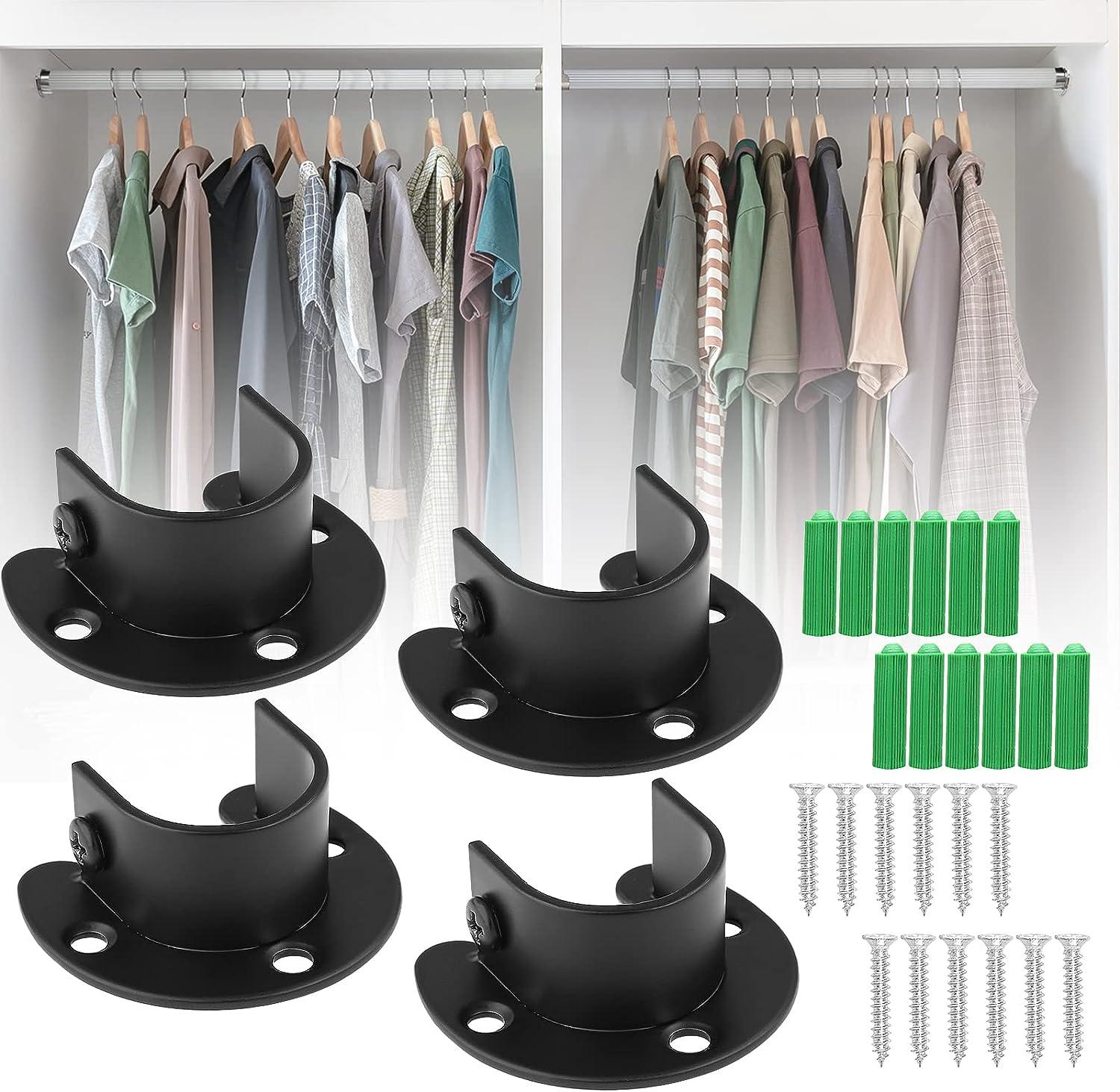 4 Pack 11/4 Inch Stainless Steel Closet Rod Bracket, Diameter Closet Rod Holder, Heavy Duty