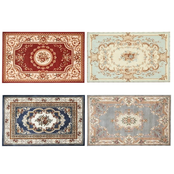 Cyraft 4 Pack 1:12 Scale Dollhouse Rugs, 6.7"4.3" Vintage Floral Mini Area Carpet, Mini Dollhouse Decor Accessories