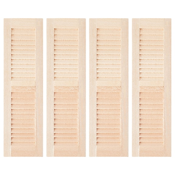 4 Pack 1:12 Scale Dollhouse Windows Wooden Shutters Natural Wood Shutters 1.25x4.6in Miniature Window Frames